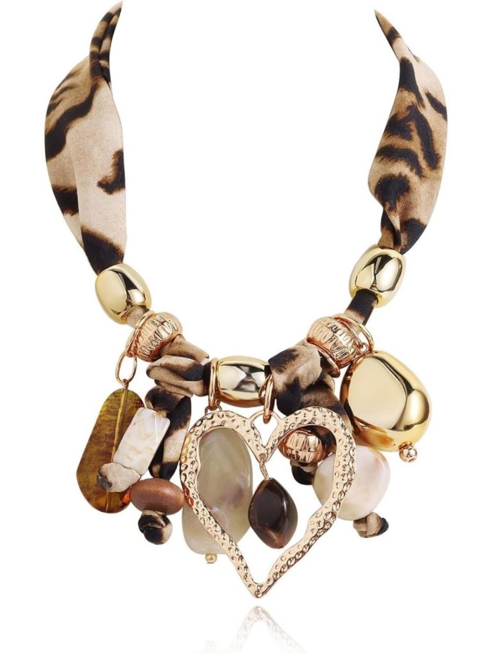 Boho Heart Charm Scarf Necklace for Women - Stylish Accessory, Unique Gift